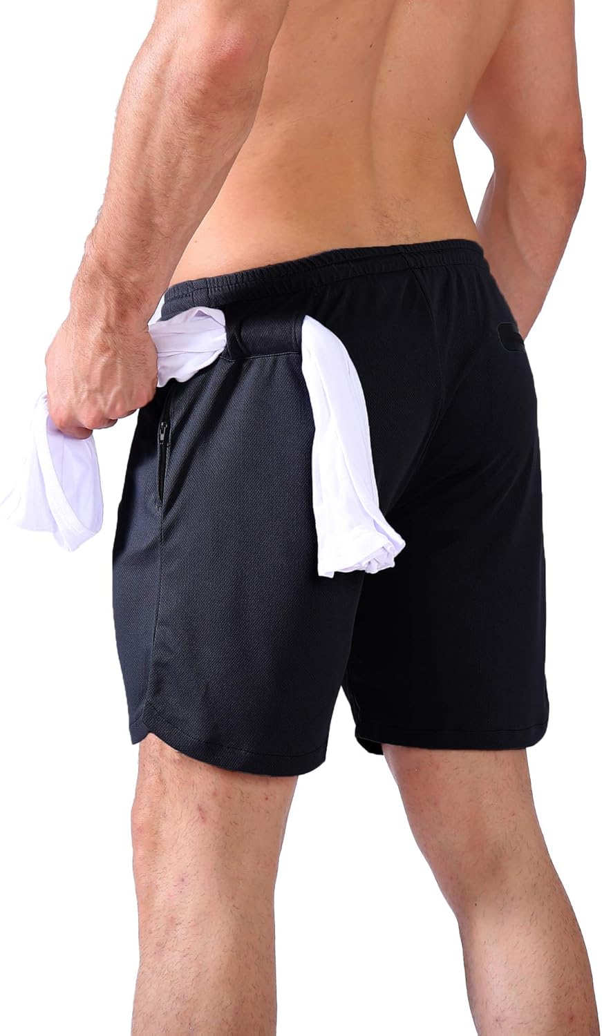 MECHENG Mens 2in1 Running Training Shorts Quick Dry Gym Workout