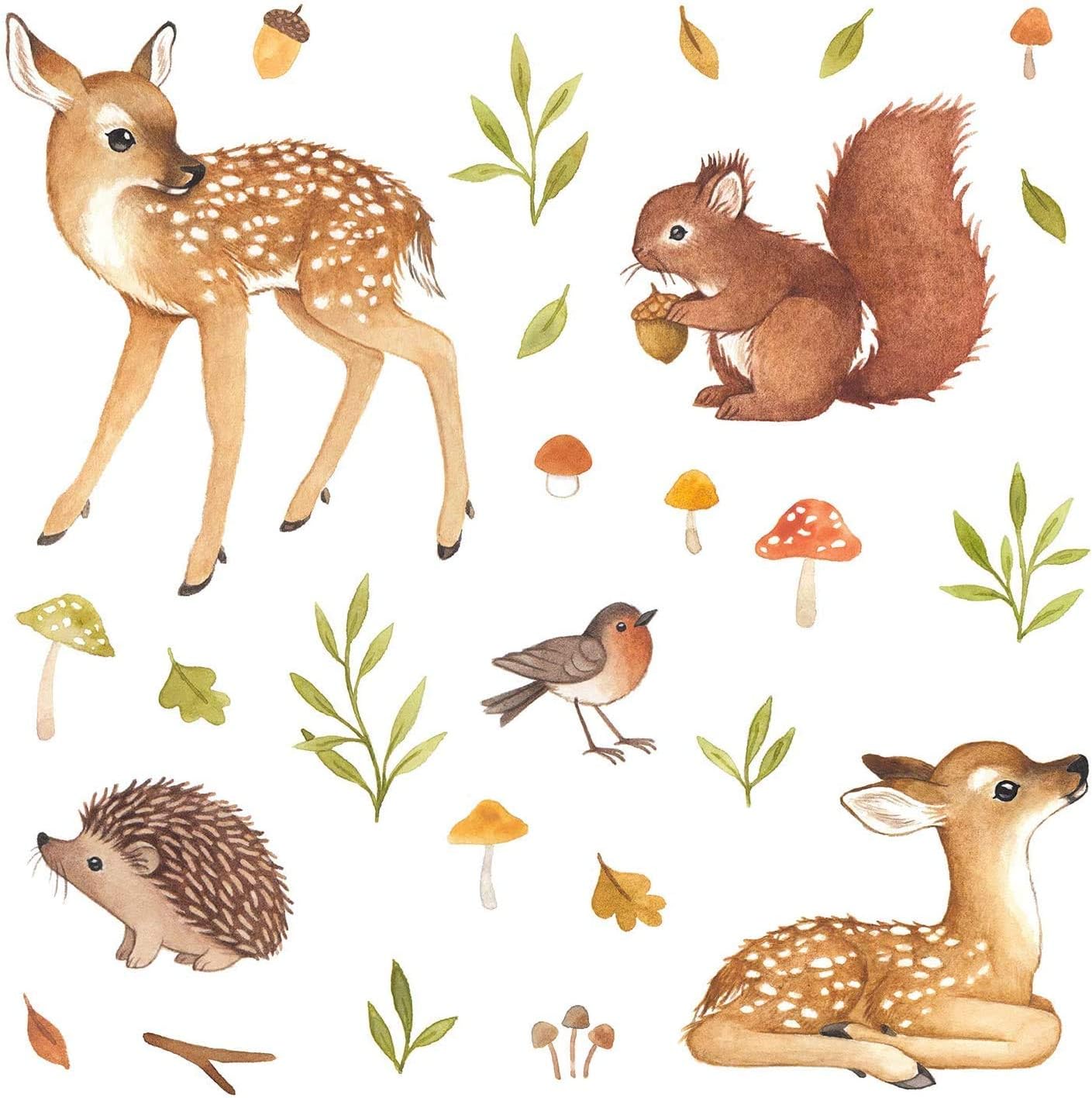 Woodland Nursery Decor, Woodland Animals Baby Nursery Wall Decor Decals Set for Kids Room Decor, Perfect Baby Girl Gifts & Baby Boy Gifts, Gender Neutral Wall Stickers, New Mom Baby Shower Gifts