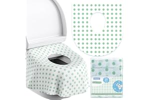 Toilet Seat Covers Disposable for Kids and Adults, YIHATA 40 Pack Extra Large Waterproof Toddler Potty Training Toilet Cover Individually Wrapped Potty Liners for Public Restroom, Travel(Green Point)