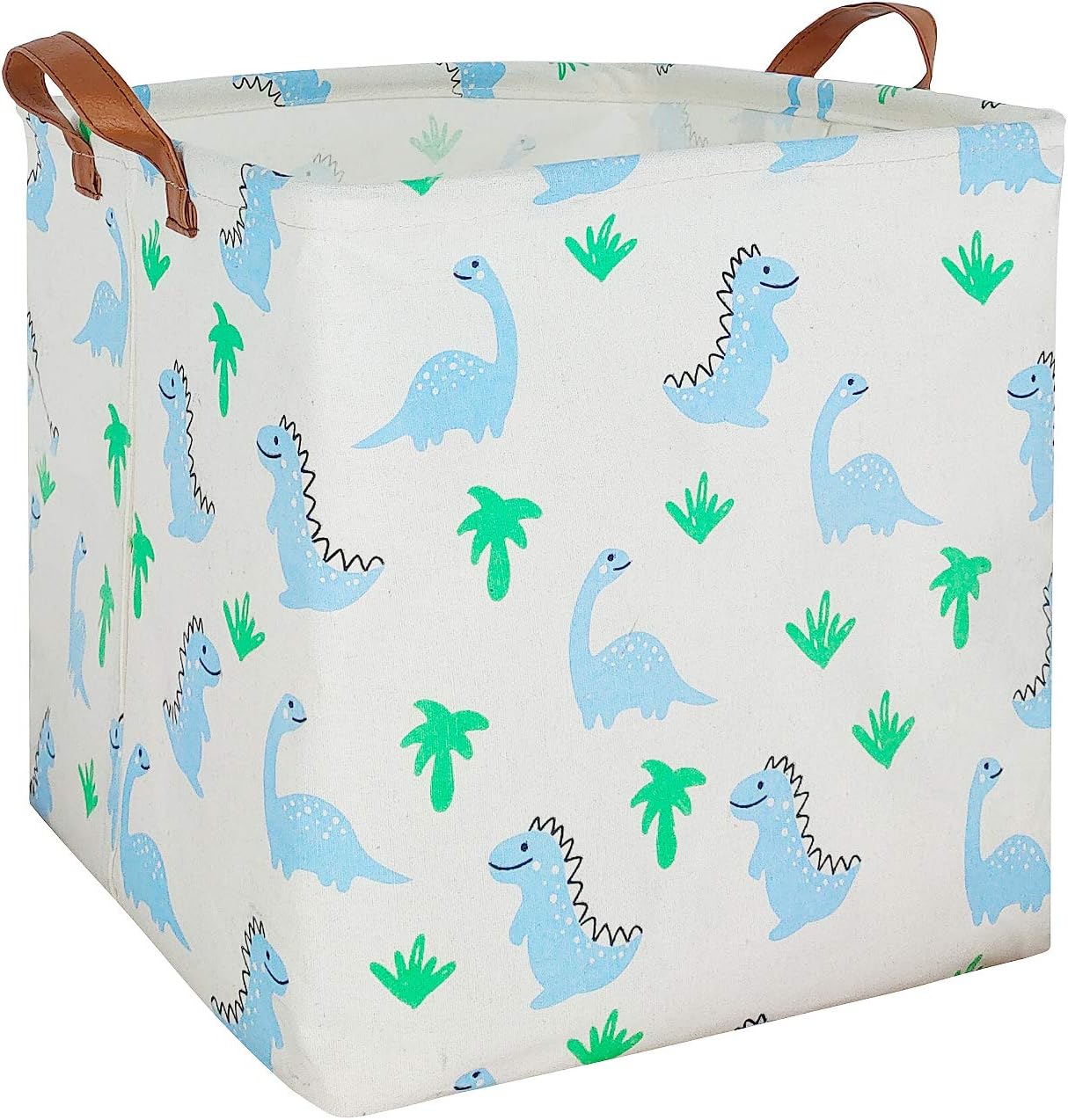 ASKETAM Square Canvas Fabric Storage Boxes,Collapsible Storage Baskets,Canvas Toy Organizer,Shelf Basket,Baby Nursery,Gift Baskets, Closet & Laundry,Room Decor (Blue Dinosaur)
