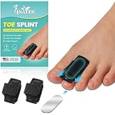 JNATER Hammer Toe Straightener - 2 Pcs Hammer Toe Corrector for Women & Men, Adjustable Toe Splints & Wraps with Aluminum Plate Support for Curled, Bent & Broken Toe-Day & Night Relief (Black)
