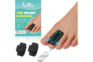 JNATER Hammer Toe Corrector for Women & Men - 2 Pcs Hammer Toe Straightener, Adjustable Toe Splints & Wraps with Aluminum Plate Support for Curled, Bent & Broken Toe-Day & Night Relief (Black)