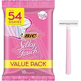 BIC Silky Touch Womens Disposable Razors, 2-Blade, Travel Covers, 18-Pack | Ergonomic Grip for Comfortable Use | Protective Travel Covers Included | Ideal for Sensitive Skin Shaving