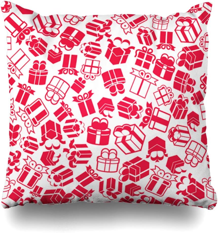 LALILO Throw Pillow Covers, Gift Monochrome Single Color Backdrop Beautiful Birthday Box Double-Sided Pattern for Sofa Cushion Cover Couch Decoration Home Gift Bed Pillowcase 18 x 18 Inch