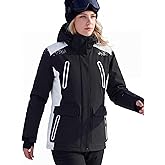 FREE SOLDIER Women's Waterproof Ski Jacket Fleece Lined Winter Coat Windproof Hooded Jacket Fully Taped Seams