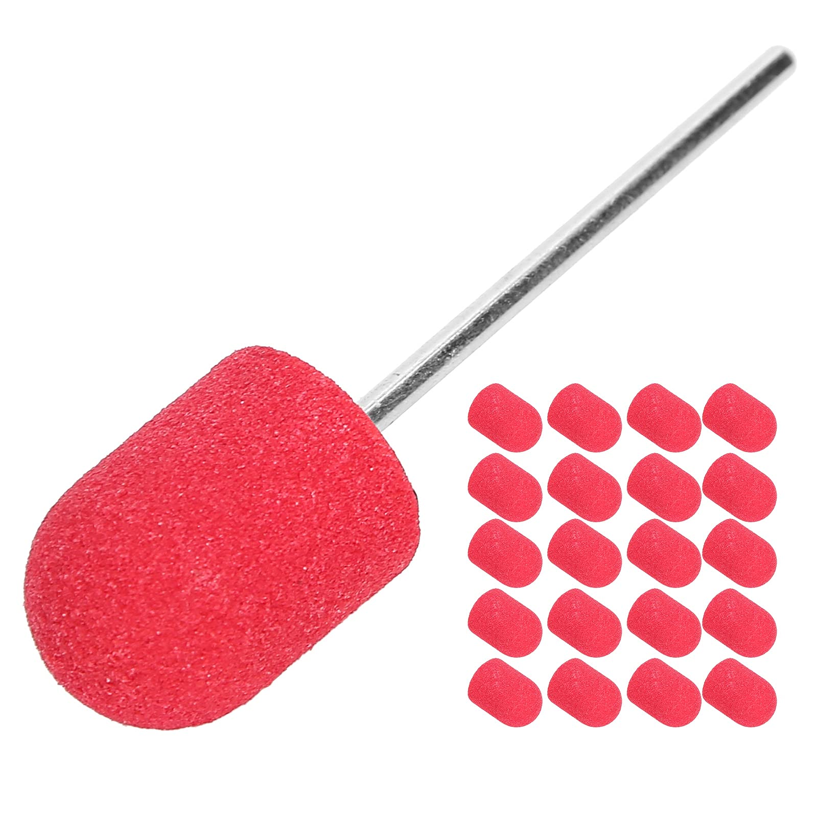Nail Art Sanding Cap, Nail Drill Bit Block Sanding Cap, Polishing Head Grinding Sanding Bands Set Polisher Sand Manicure Pedicure Tool(10 x 15mm)(Big red)