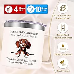 Lifecapido Dachshund Gifts for Women, Silence is