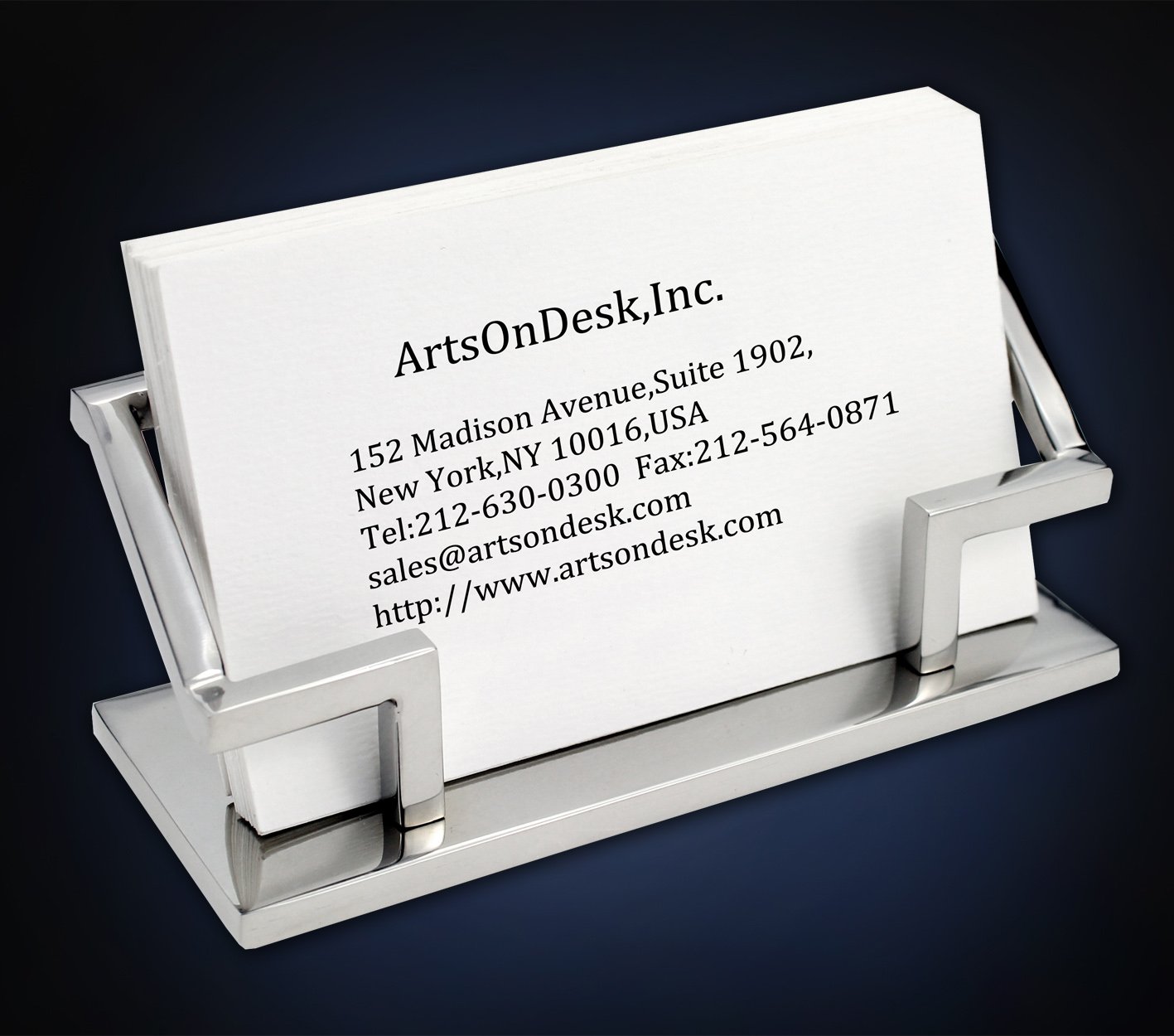 ArtsOnDesk Modern Art Business Card Holder Mr101 Stainless Steel Mirror Polish Patented Luxury High-end Desk Accessory Business Card Stand Case Office Organizer Holiday Gift Father's Day Gift