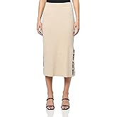 DKNY Womens Midi Skirt Logo Ribbed Jeans Skirt