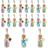 PH PandaHall 20pcs Flower Glass Bottle Pendants, Colorful Gemstone Chip Filling Pendants with 5mm Hole European Dangle Charms Glass Wishing Bottle Charms for Necklace Earring Keychain Jewelry Making