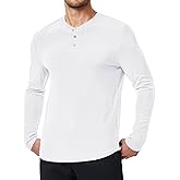 Dokotoo Men Men's Henley Shirt Fall Crewneck Solid Color Slim Fit Long Sleeve T Shirts Button Up Tees
