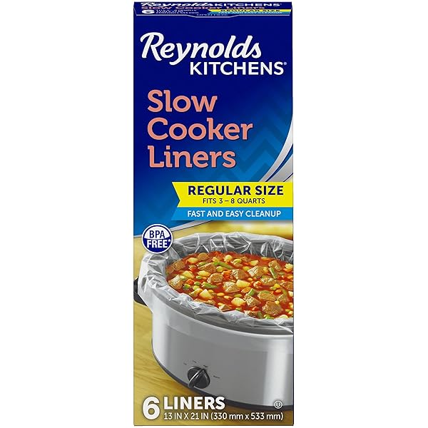 REYNOLDS KITCHENS SLOW COOKER LINERS, REGULAR (FITS 3-8 QUARTS), 6 COUNT