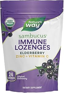 Nature’s Way Sambucus Immune Lozenges – Immune Lozenges for On-the-Go Use*– Zinc, Vitamin C & Black Elderberry Extract – Vega