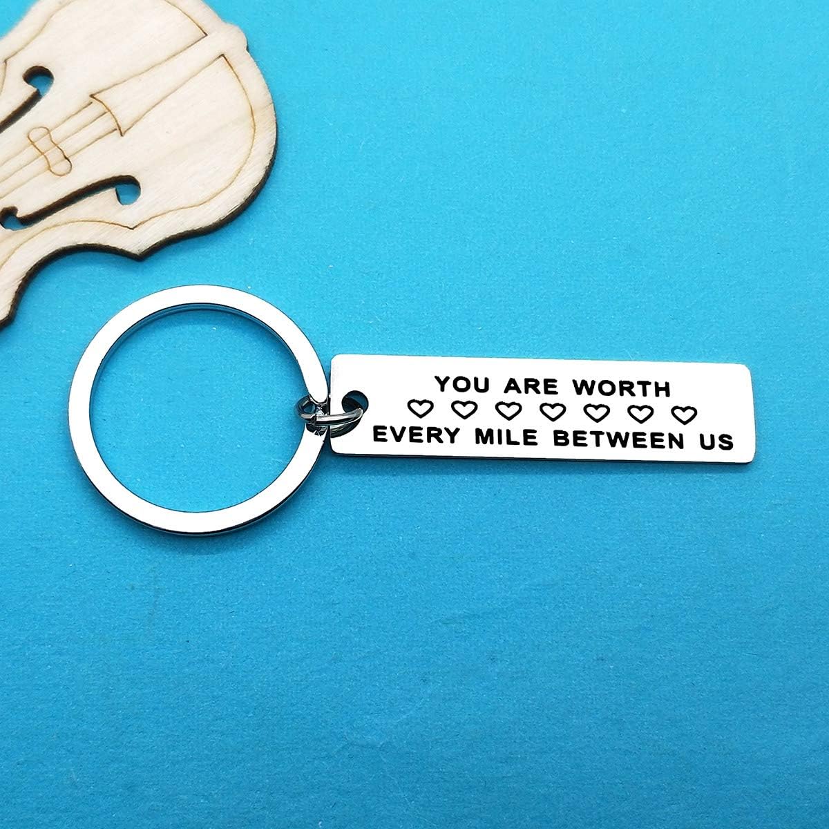 Valentine Day Gifts for Boyfriend Girlfriend Long Distance Relationship Keyring Gift You Are Worth Every Mile Between Us Keyring Deployment Gifts Christmas Birthday Anniversary Presents for Couple - Image 3