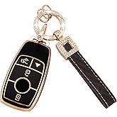 EKALA for Mercedes Key Fob Cover, 4 Buttons Soft TPU Key Fob Protector with Key Fob Keychain Fit for Mercedes Benz A B C E G S Class SL SLC CLS CLA GLB GLC GLE GLS AMG Smart Key Case Shell (BP-Bz-4L)