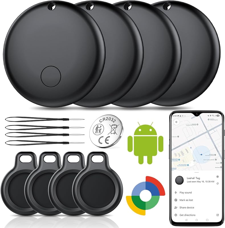 Tracker Tag Android Smart Tag, Schlüsselfinder KeyFinder kompatibel mit Google Mein Gerät Finden APP (Android NUR), Bluetooth Key Finder für Gepäck/Taschen/Koffer/Brieftasche (4er Pack) — Foto 1 von 8