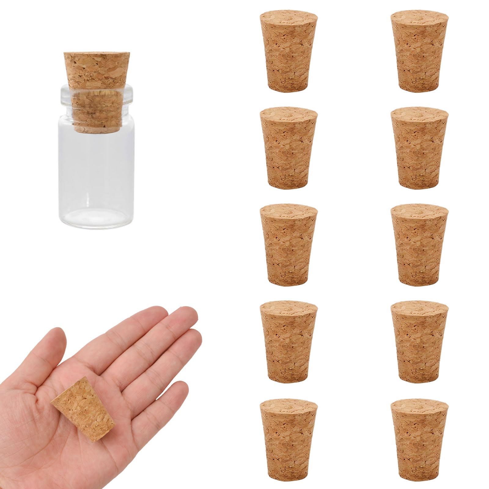 INCREWAY Tapered Cork Stoppers, 16PCS Conical Wooden Wine Bottle Stopper Cork Plugs Replacement Corks for Wine Bottle Glass Bottle Jars, 26 * 18 * 35mm