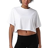 Pioneer Camp Bamboo Viscose Workout Crop Tops for Women Short Sleeve Loose T-Shirts Cropped Athletic Gym Running Yoga Tee