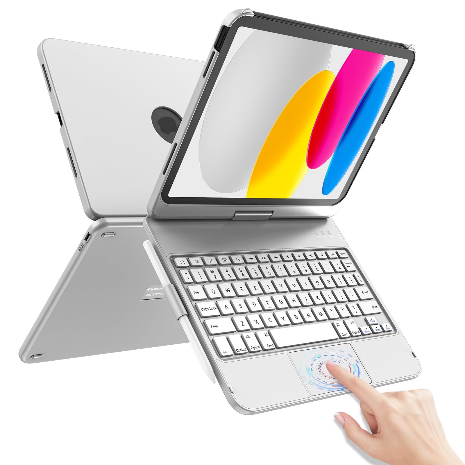 Photo 1 of TaIYanG for iPad 10th Generation Case with Keyboard 10.9" 2022 & 11th (A16) 2025, Touch Trackpad Keyboard Case for 11/10th Generation-360° Rotate,Pencil Holder, Keyboard for iPad 10th Gen, Gray