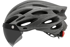 Safety Bike Helmet with Sun Visor Backlight Taillights, Sports Cycling Helmet for Adults Men Women, for Skateboard, Skate, Sc