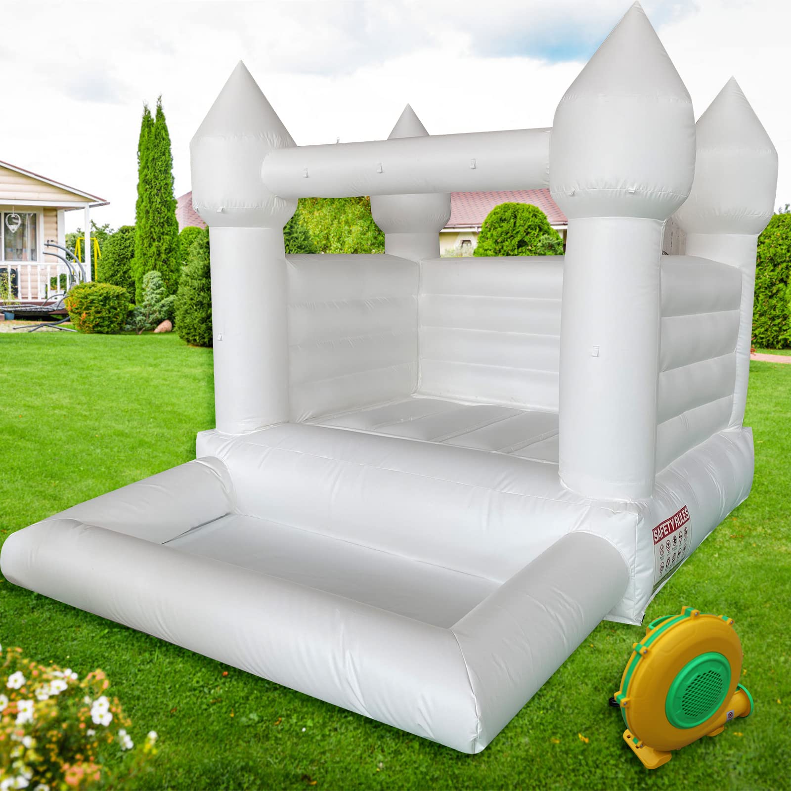 Photo 1 of IUCUI Inflatable White Bounce House?11.5ftx8ftx8ft? with 480W Blower for Kids Birthday Parties, Jumping Inflatable Bounce House Castle with Ball Pool, 0.45mm Heavy Duty PVC