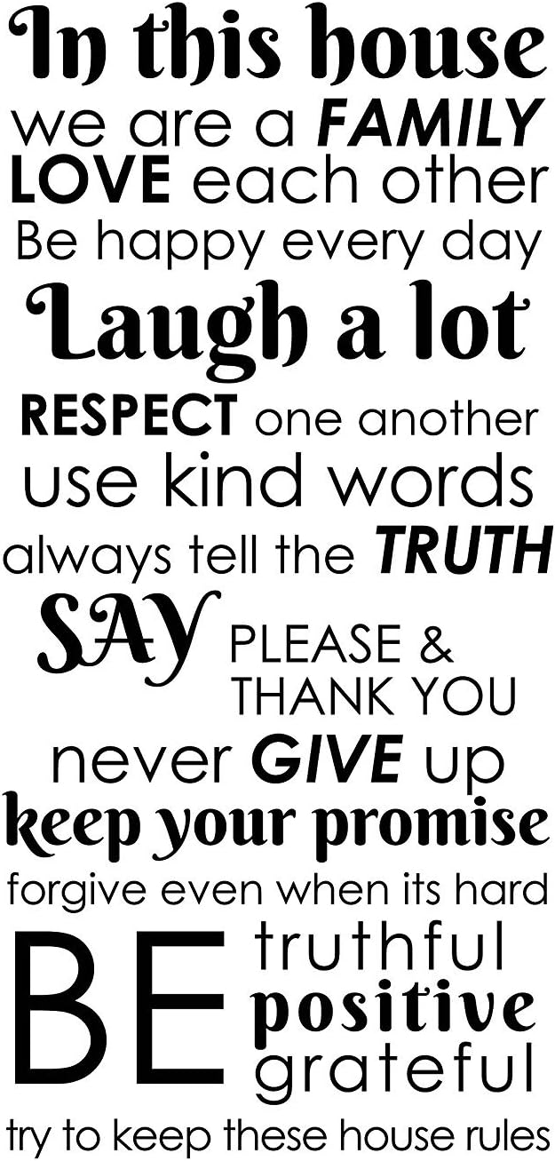 In this house we are a family love each other be happy every day laugh a lot respect one ather use kind words always tell the truth. Removable vinyl Arts Wall Decor Decals Sticker mural