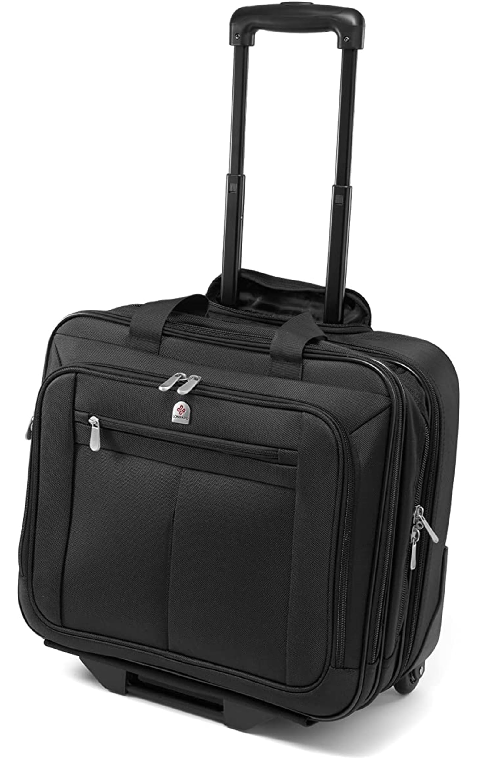 Lombard Executive Wheeled Laptop Bag - Black Pilot Case for Business Travel - Modern Design Laptop Trolley Bag for Men & Women - Flight Bag Rolling Briefcase with Extending Retractable Twin Handles