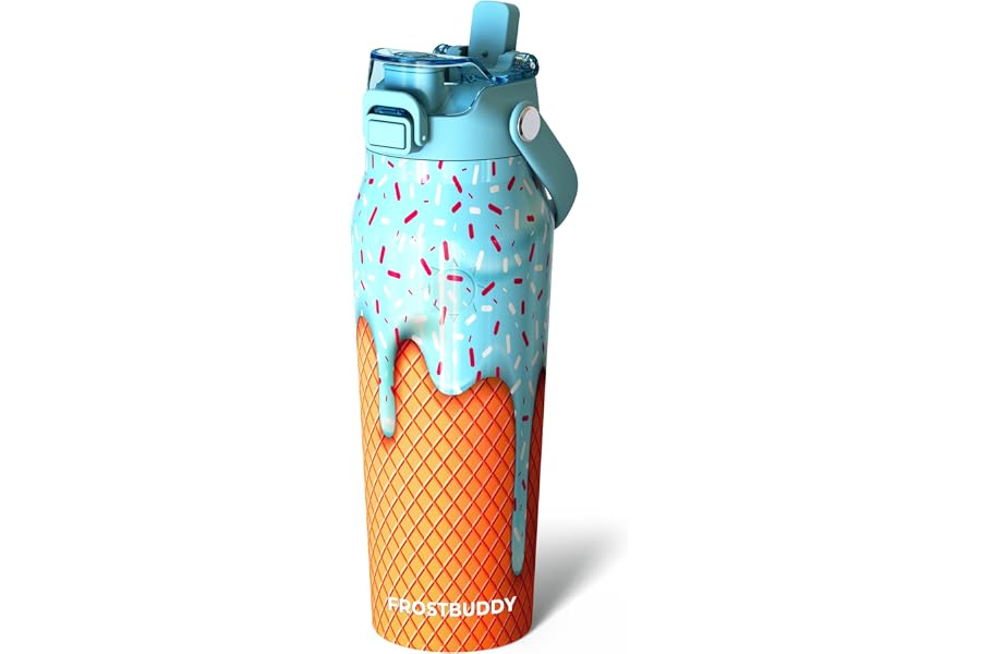 Frost Buddy 24oz Insulated Water Bottle - Straw & Chug Lid - Leak-Proof | Sip-or-chug dual lid | Ice-cold for 24+ hours | Cup-holder friendly | Durable & easy to clean