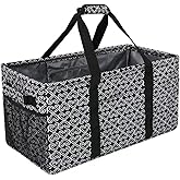 Joyfol Day Extra Large Utility Tote Bag, Reusable Grocery Bags Foldable,Upgraded Metal Frame, With Sturdy Handles Reinforced Bottom Heavy Duty Oxford Fabric Moving Shopping Bags, Heart Black