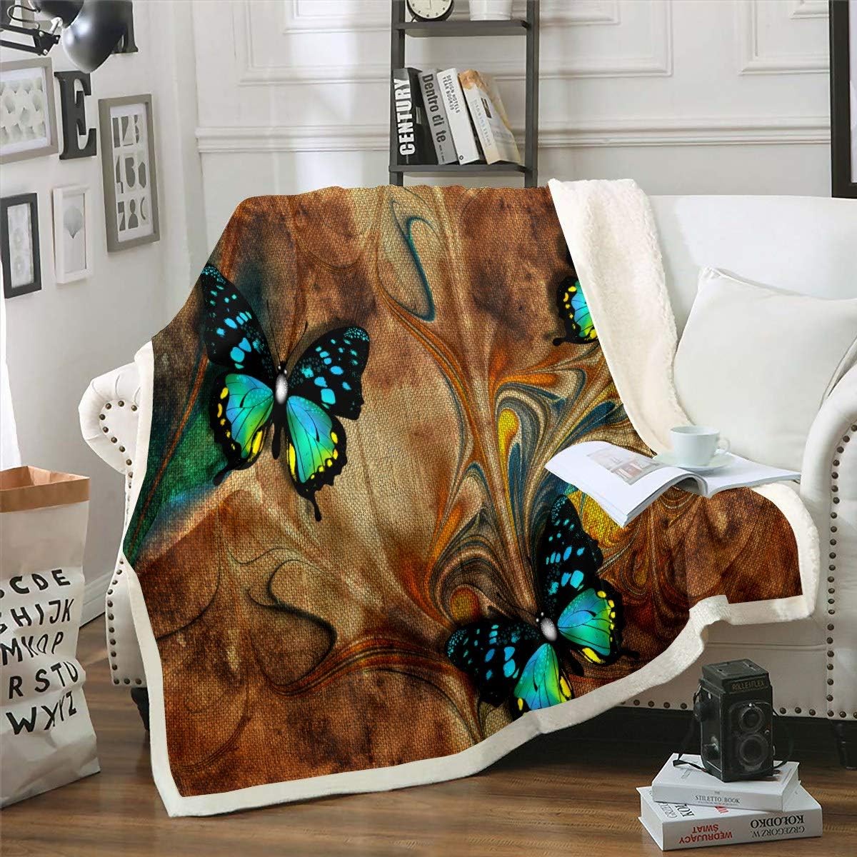 Feelyou Butterfly Blanket for Kids Flying Insects Pattern