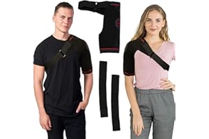 Giococo Adjustable Shoulder Brace for Women & Men,Shoulder Pain Relief & Sports Protection，Rotator Cuff Compression Sleeve With replacement straps -One Size Fits Most (Black)