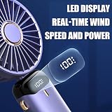 Jsdoin Handheld USB Rechargeable Fan 5 Speeds 5000mAh LED Display WathetBlue view 2