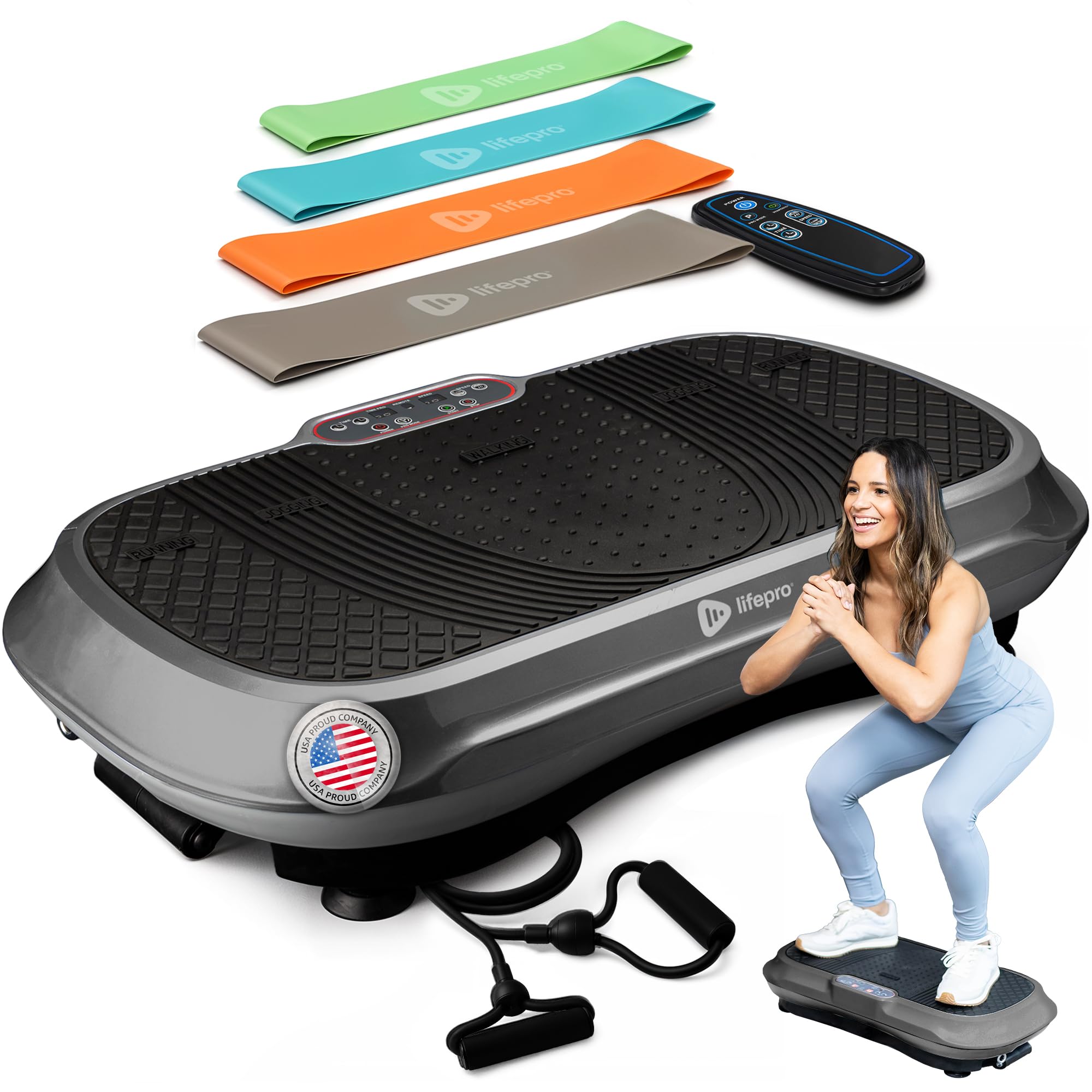 Photo 1 of ***LARGE CRACK IN FRONT***Lifepro Waver Vibration Plate Exercise Machine – High-Intensity Vibration for Muscle Activation, Full-Body Workout Vibrating Platform with Loop Bands, Fitness Equipment for Strength Toning & Fat Loss