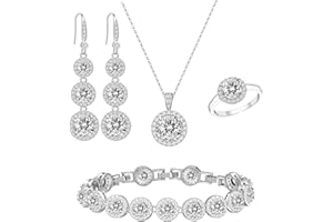 LMXXVJ Jewelry Set for Women，Necklace Earrings Adjustable Ring Bracelet Set Birthday Anniversary Mother’s Day Christmas Day Fashion Formal Jewelry Gift Girl/Mom/Wife/Grandmother/Best Friend/Aunt