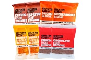 4 Flavor Variety Box of Fresh Baked Brownies & Blondies - Greyston Bakery Gourmet Chocolate Food Gift - Preservative Free Certified Kosher - Pack of 8 Individually Wrapped 2.5 oz (Indulgent 8)