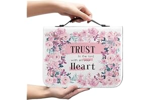 TSVAGA Floral Print Bible Covers Lightweight Carrying Bible Case, Anti-Bend Books Protector Leather Bible Bag, Ideal Gifts fo