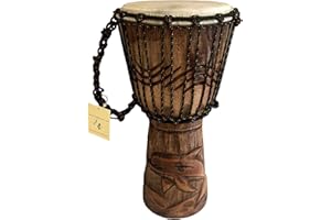 Djembe Drum Solid Wood Deep Carved Bongo Congo African Drum - 12" HIGH MED SIZE - Professional Quality - NOT MADE IN CHINA - JIVE BRAND (Dolphin)