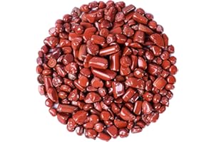 IMALY Red Jasper Tumbled Chips Stone Polished Crushed Healing Crystal Quartz Pieces Irregular Shaped Stones for Home Decorative Stones Vases Plants Succulents 0.5lb