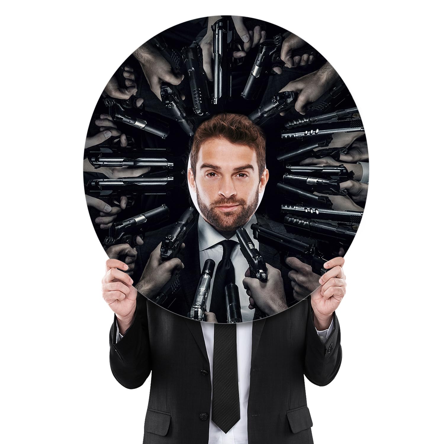 Photo 1 of 2 Pcs Face in Hole Photo Board Movie Famous Scene Countless Pistols Aimed at The Head Halloween Party Photography Game Props