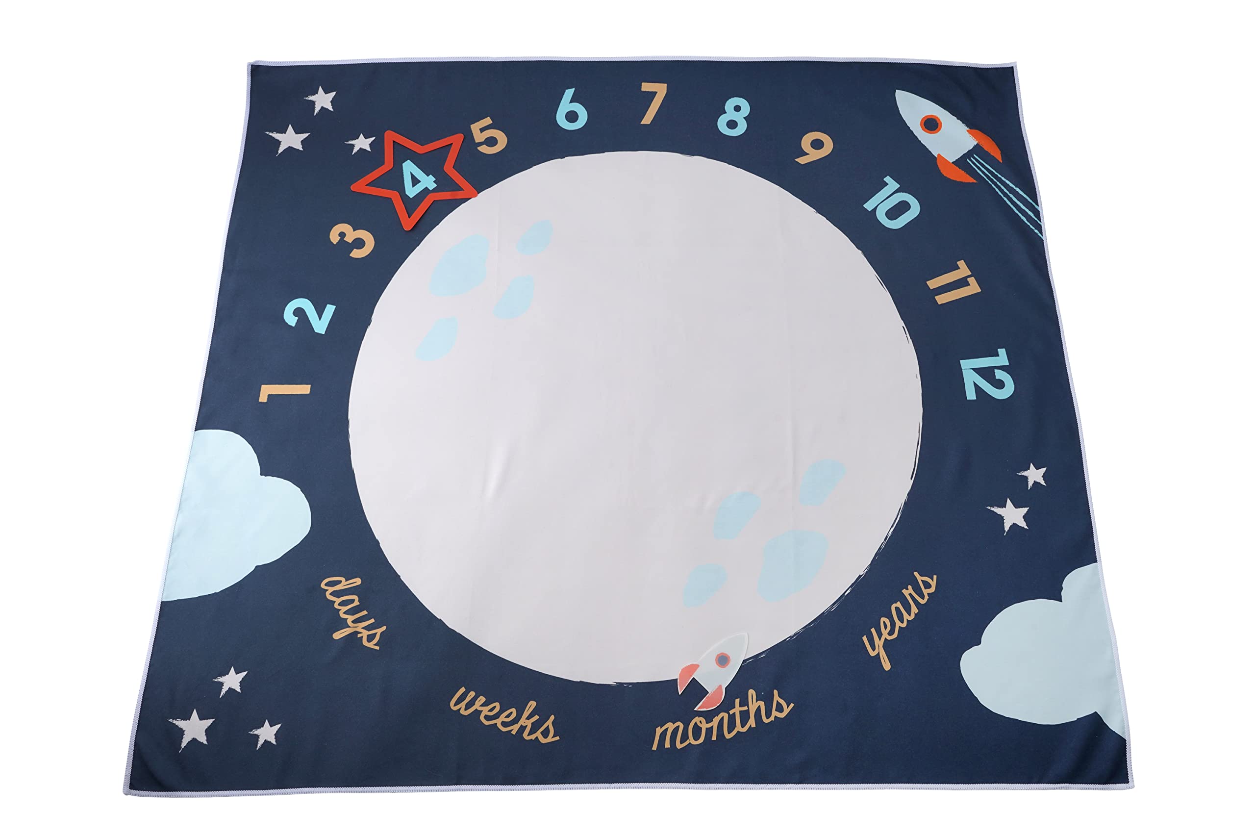 CGB Giftware | Baby Milestone Space Mat Blanket | Key Ages Weekly Monthly | New Born Present | Size 88cm x 100cm | from The Little Tribe Collection | GB06031