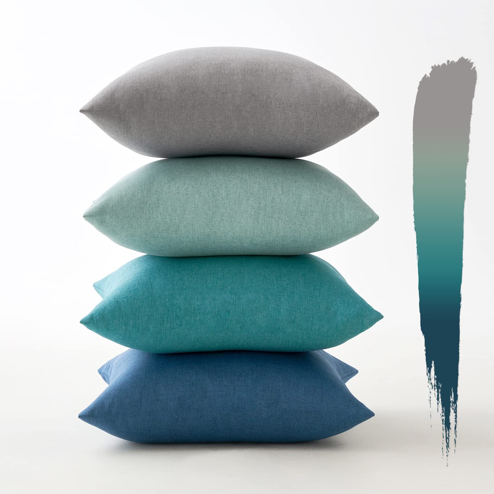 MIULEE Outdoor Cushion Covers Waterproof Faux Linen Throw Pillow Cover Square Decorative Pillowcase for Garden Sofa Livingroom Chair Bedroom Tent Park Patio 18x18 Inch Pack of 4 Blue Series