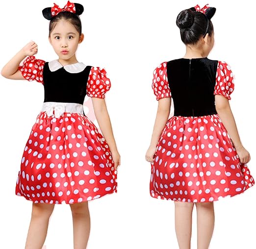 Amazon Nikoniko ミニー コスチューム 子供 コスプレ ワンピース カチューシャ 2点セット ハロウィン 衣装 90 130cm 90cm キッズコスチューム ホビー