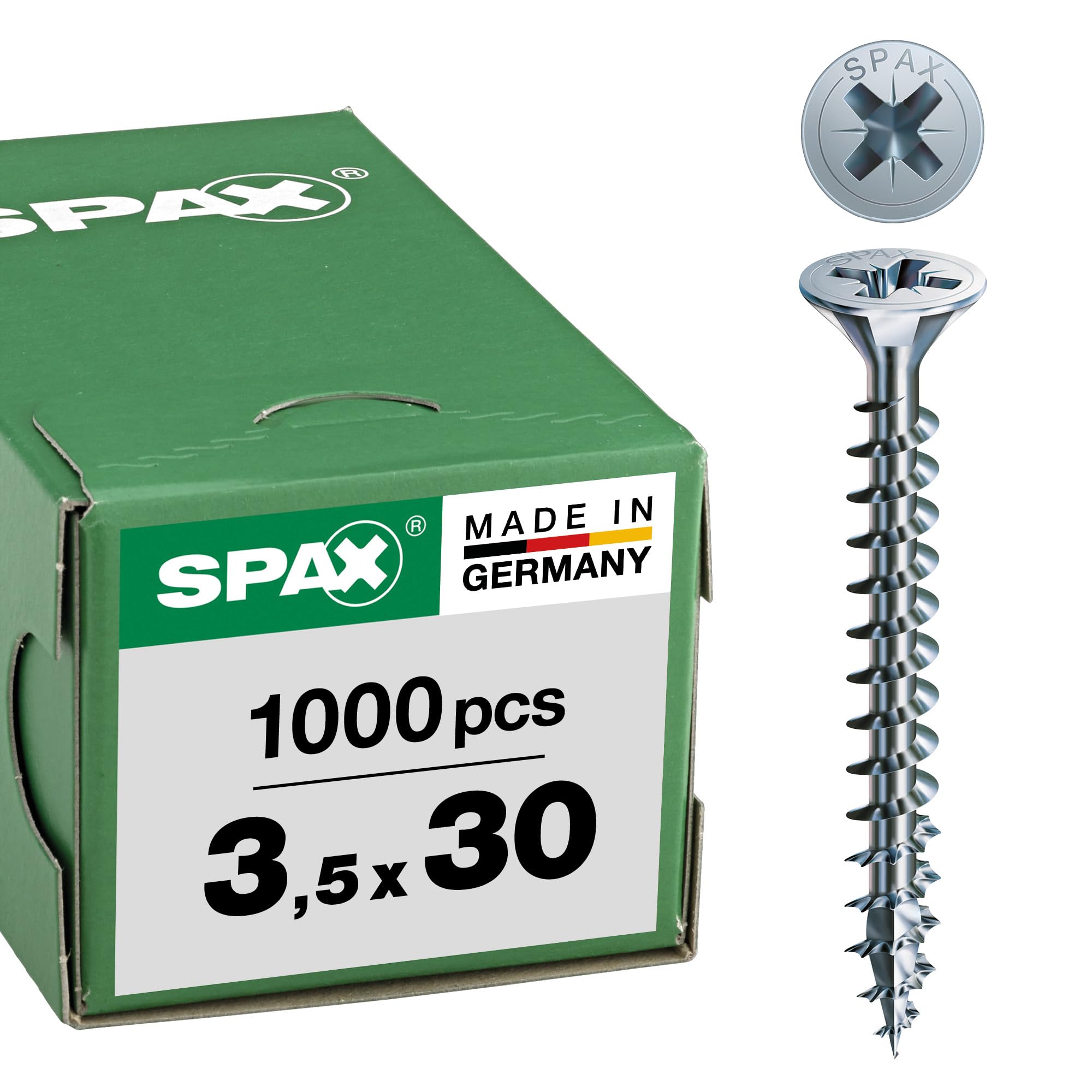 Spax – Universal Screw Countersunk Head Phillips Z 4Cut Full Thread Galvanised Blank A2J – 1081010350123, 0/1030/001/3,5/30/ /01 — image 1