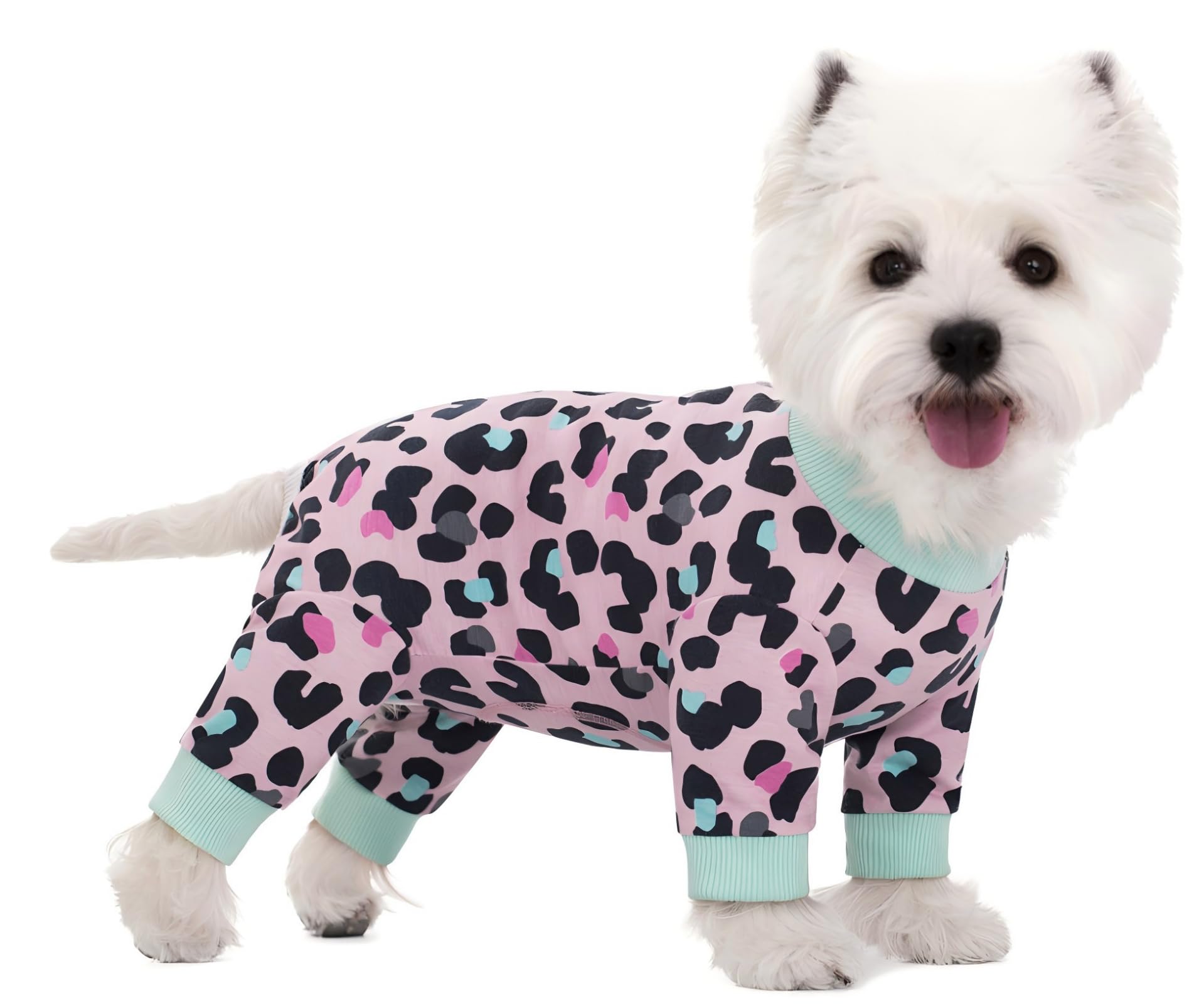 Dog Surgery Recovery Suit for Male/Female,Dog Anti-Hair Anti Licking Pajamas Onesie,Wound Protection Puppy E-Collar & Cone Alternative Jumpsuit For Small Medium Dogs_S(Pink Leopard)