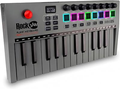 RockJam 25-Key Rechargeable USB MIDI Keyboard Controller with Pads & DAW