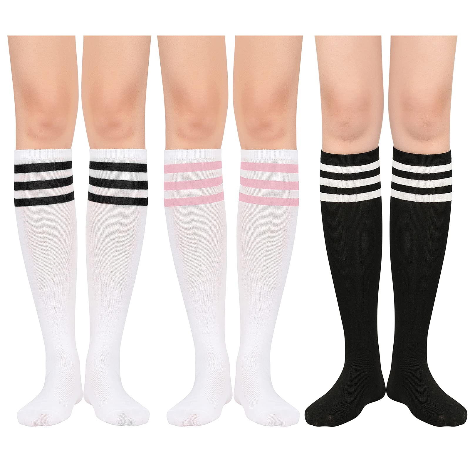 Photo 1 of American Trends Womens Athletic Socks Outdoor Sports Compression Running Training Socks Casual Tube Socks 3 Pack White Black Pink