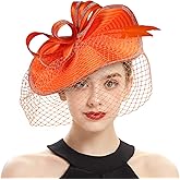 ORIDOOR Women Fascinators Derby Church Tea Party Wedding Flower Feathers Headpiece with Headband Clips