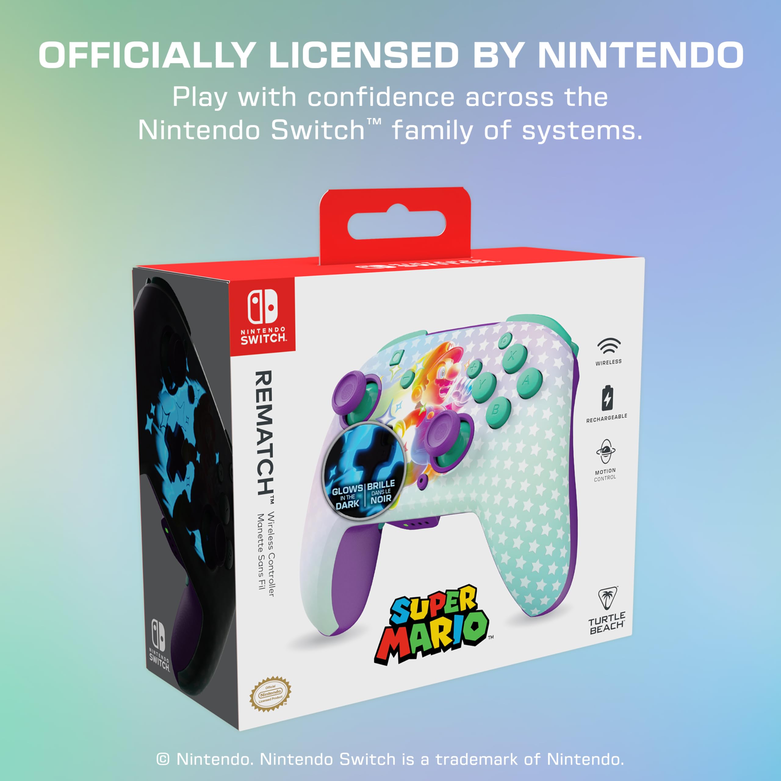 Turtle Beach Rematch Wireless Controller: Invincible Mario – Nintendo Switch, Lite und OLED, leuchtet im Dunkeln, aufladbare Batterie, Offiziell Lizenziert von Nintendo 4