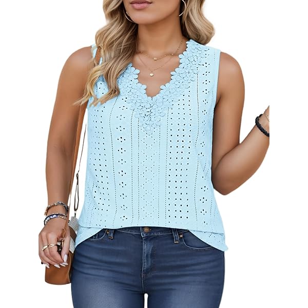 Plus Size Tank Tops for Women 3X Cute Floral Lace Trim V