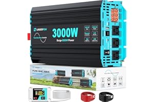 LANDERPOW 3000 Watt Pure Sine Wave Inverter 12V DC to 120V AC for RV, Truck, Solar, Home, Off-Grid, Power Inverter with 3 AC Outlet, 30W USB-C, 5V 3.1A USB, Hardwire Port, Remote Control, Surge 6000W